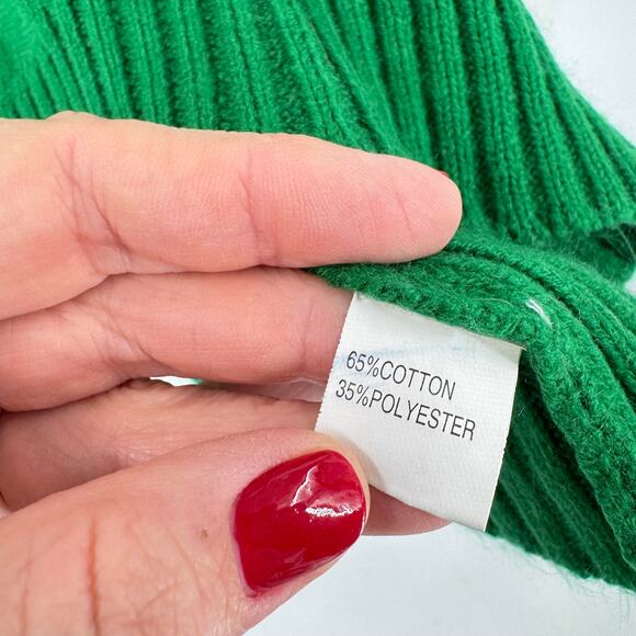 Leopard Sleeve Colorblock Knit Crewneck Sweater Green Cream Angashion Size L - Picture 7 of 8